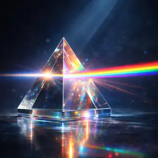 Riflessione della luce attraverso prisma ottico